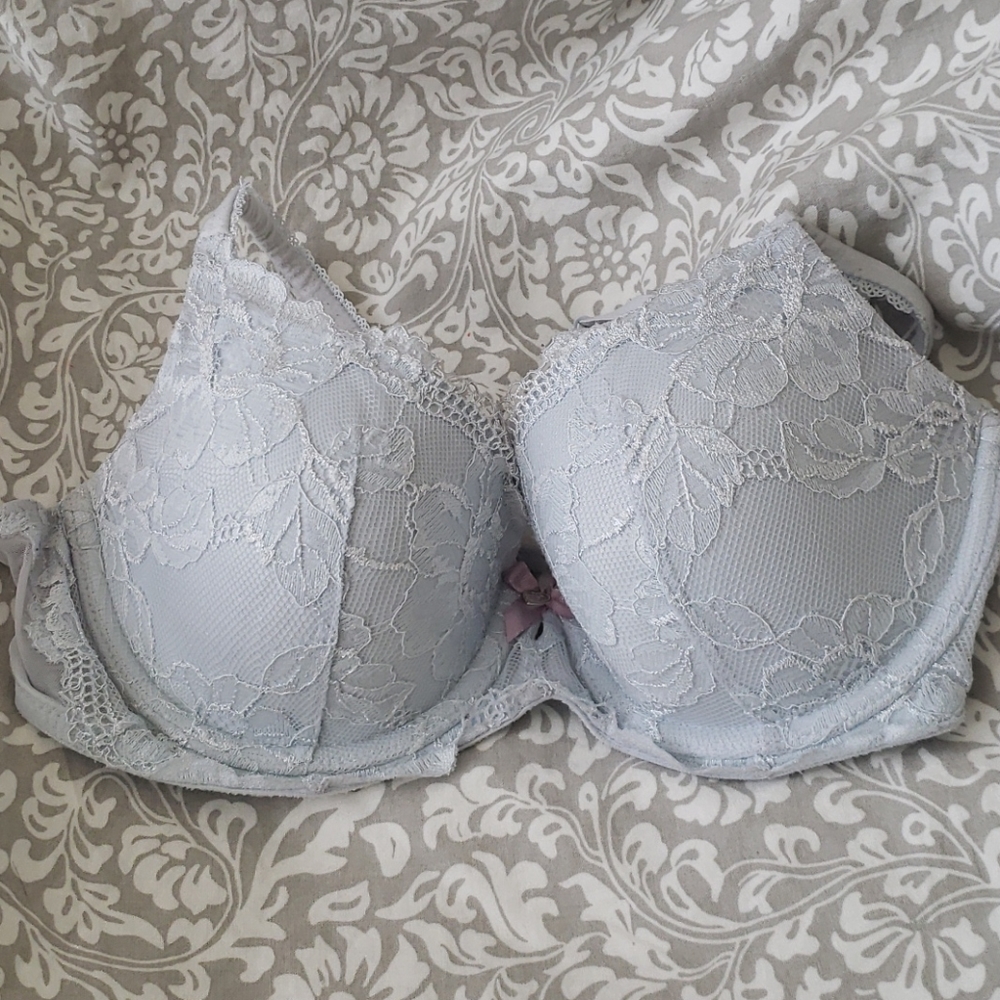 Light Blue with Silver Shimmer Lace Bra - Picture 1 of 4